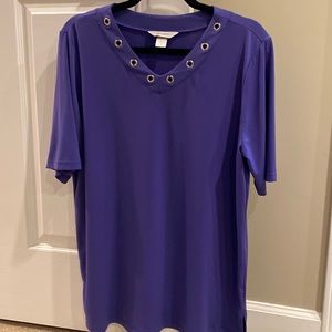 CJ Banks purple short sleeve blouse, size X